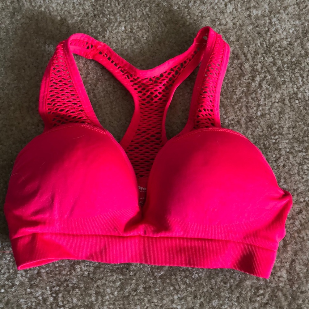 Hot pink sports bra with cups